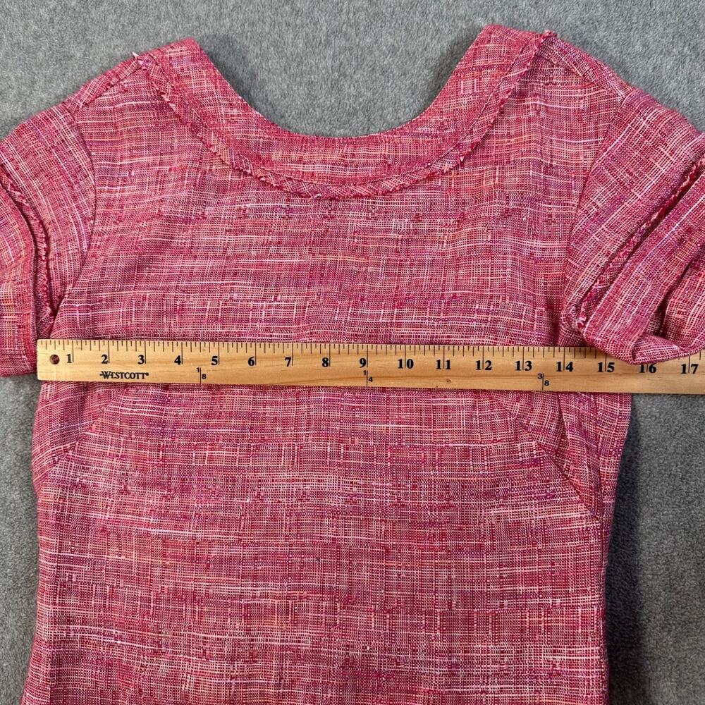 W By Worth Pink Tweed Shift Dress Women's 0 Short Sleeve High Neck Linen Blend - Picture 6 of 9
